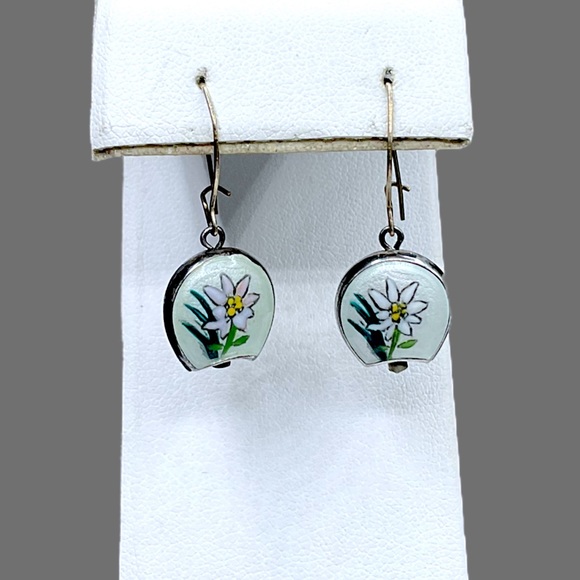 🌺Vintage Sterling & Enamel Bell Earrings - Picture 2 of 13